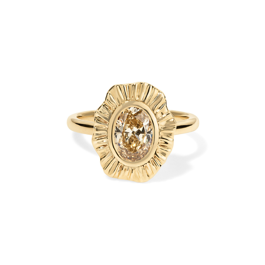 champagne oval cut diamond ring