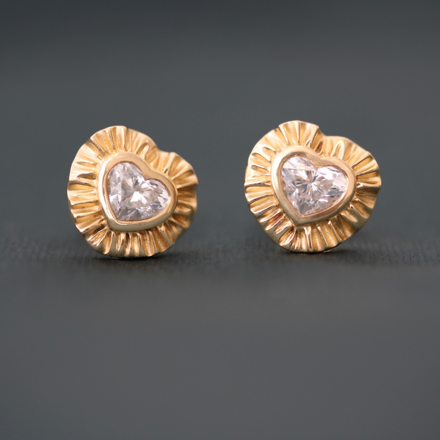 Natural Heart Cut Diamonds Earrings