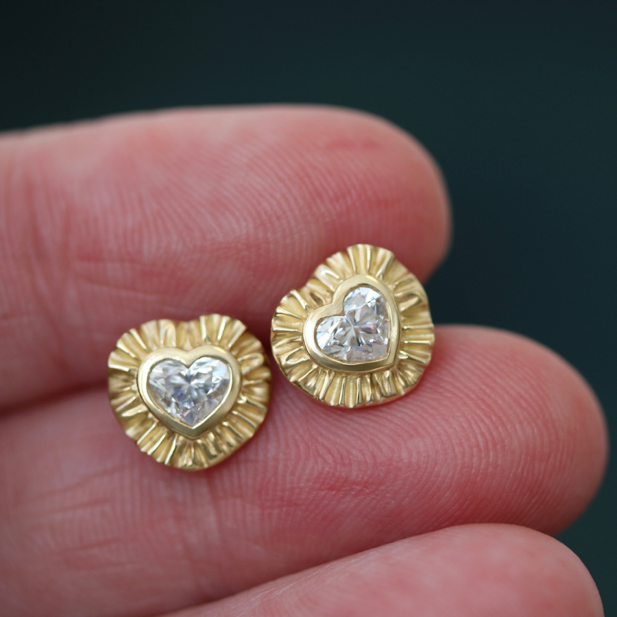 Natural Heart Cut Diamonds Earrings