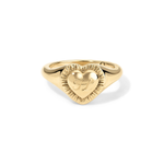 Plissé Heart Signet Ring