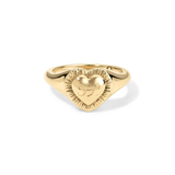 Plissé Heart Signet Ring