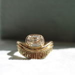 white elongated cushion cut diamond ring