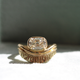 white elongated cushion cut diamond ring
