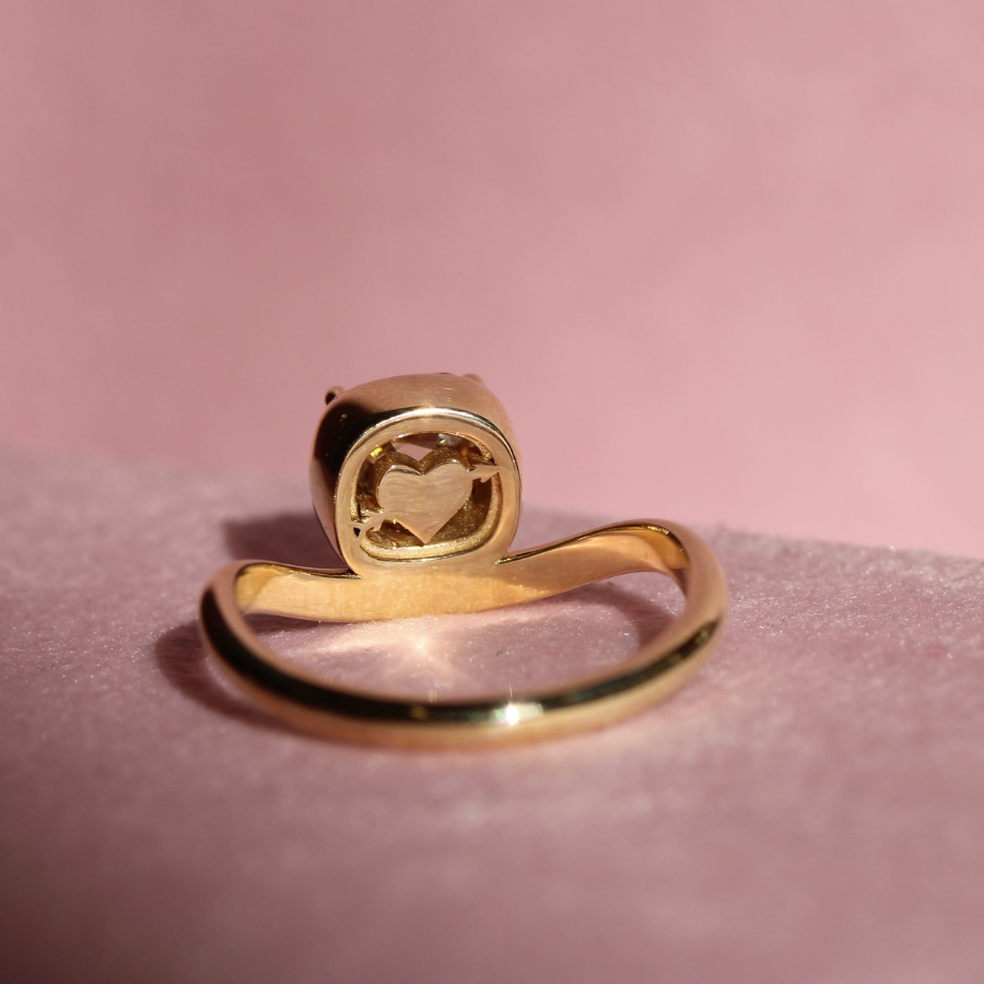 champagne old mine cut diamond ring