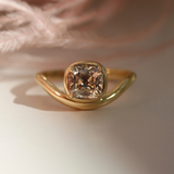 champagne old mine cut diamond ring