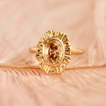 champagne oval cut diamond ring