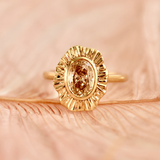 champagne oval cut diamond ring
