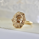 champagne oval cut diamond ring