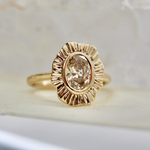 champagne oval cut diamond ring