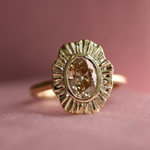 champagne oval cut diamond ring
