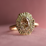 champagne oval cut diamond ring