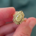 yellow pear cut diamond ring