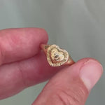 Plissé Heart Signet Ring