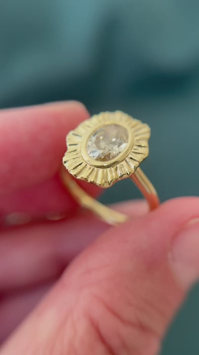 champagne oval cut diamond ring