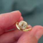 champagne old mine cut diamond ring