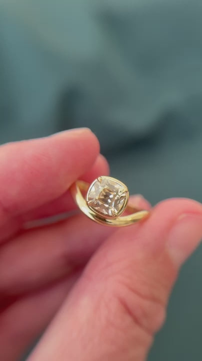 champagne old mine cut diamond ring
