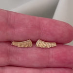 gold ruffle ear climber earrings