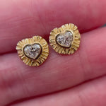 ruffle heart cut diamond earrings