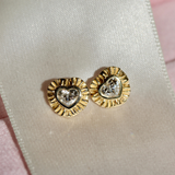 ruffle heart cut diamond earrings