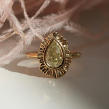 yellow pear cut diamond ring